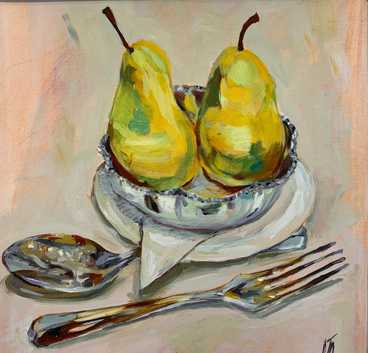 Pears with Silverware